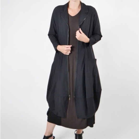 Jason by Comfy USA Black Zip Front Lagenlook Dress Jacket J309 Medium Made USA - Picture 4 of 12